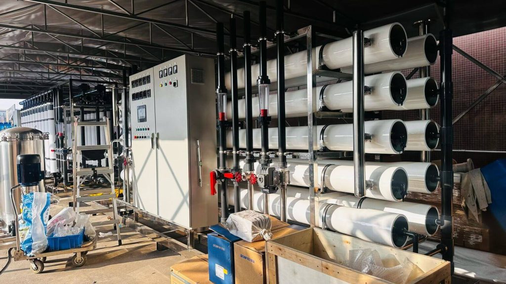 Globaluf industrial double pass reverse osmosis (RO) system main body for pure water production.