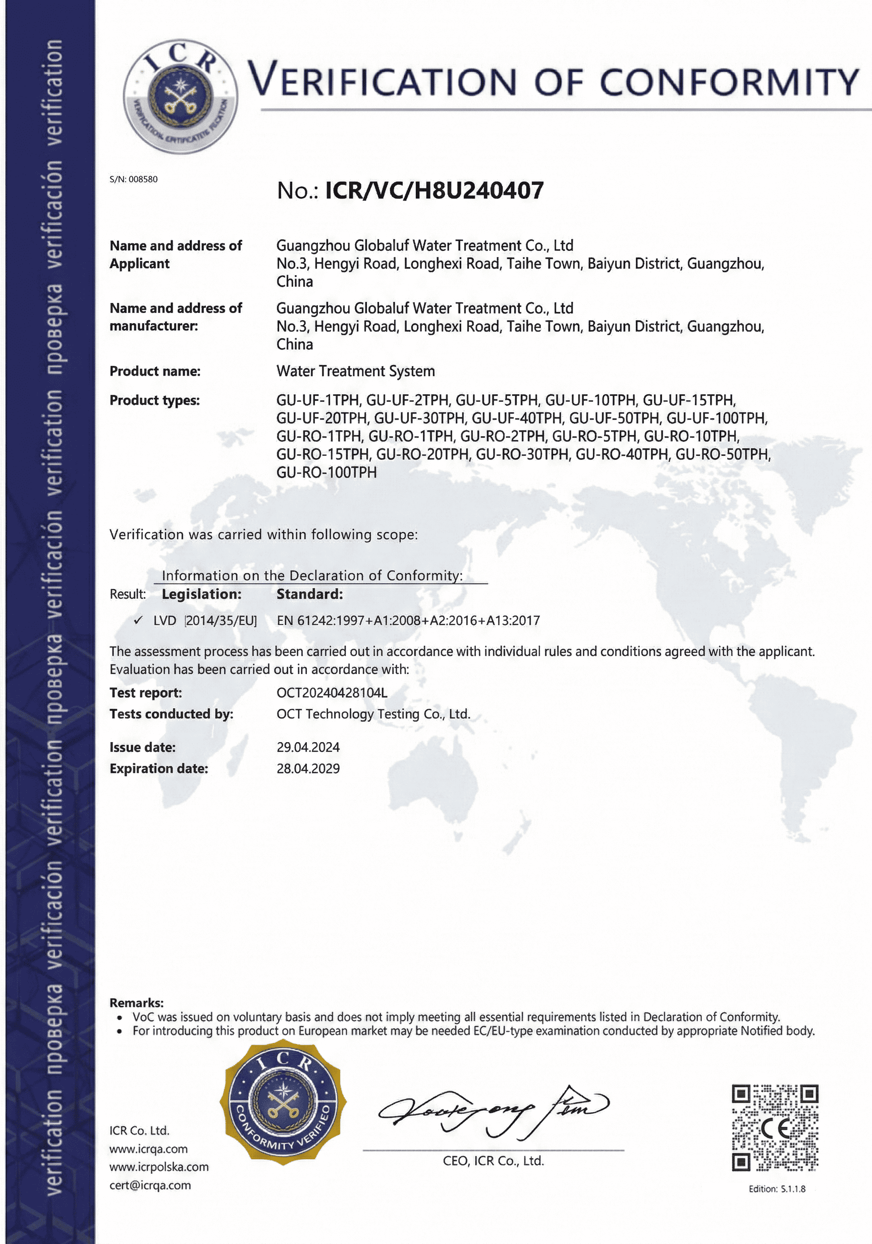 CE Certificate Globaluf