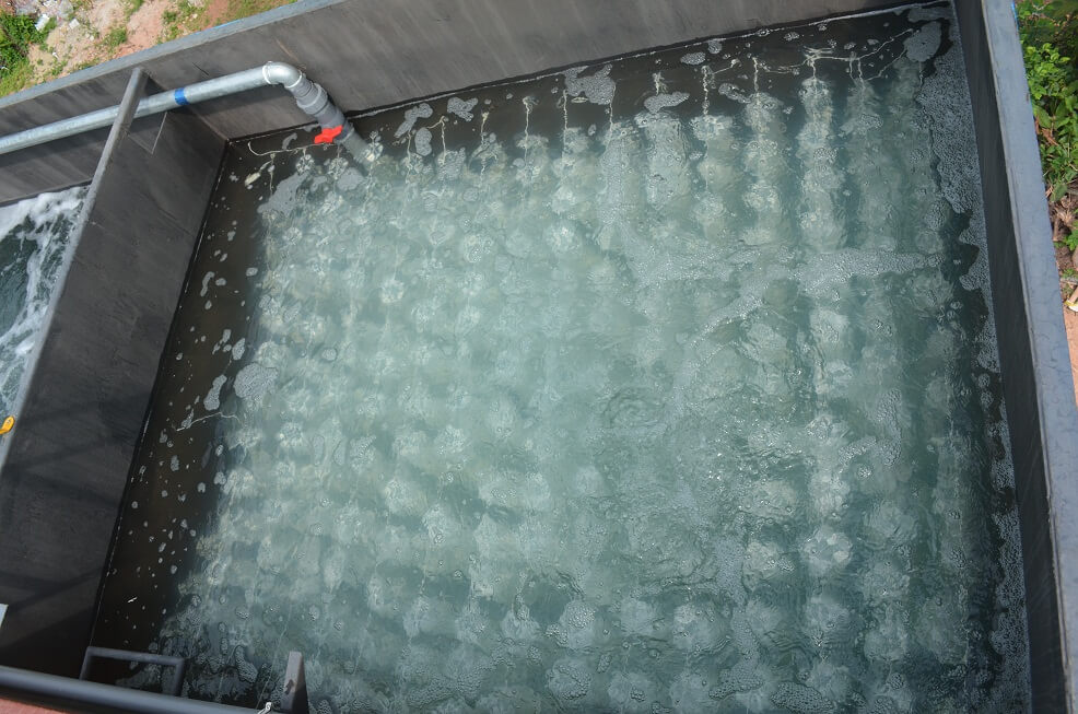 Aeration tank in operation for 350m3/d MBR wastewater system