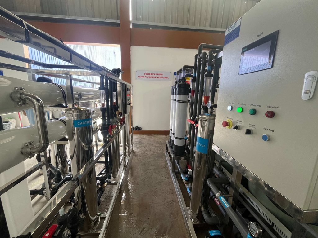 Complete Groundwater Purification Plant Walkway Overview showing UF and RO Skids in Malaysia